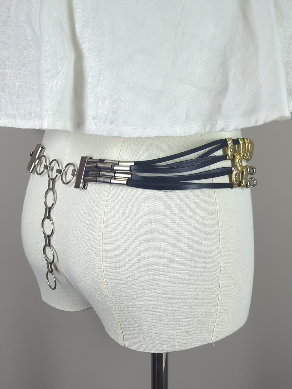 Vintage Metallic Two-Tone Chain Waist Belt - Picture 5 of 9